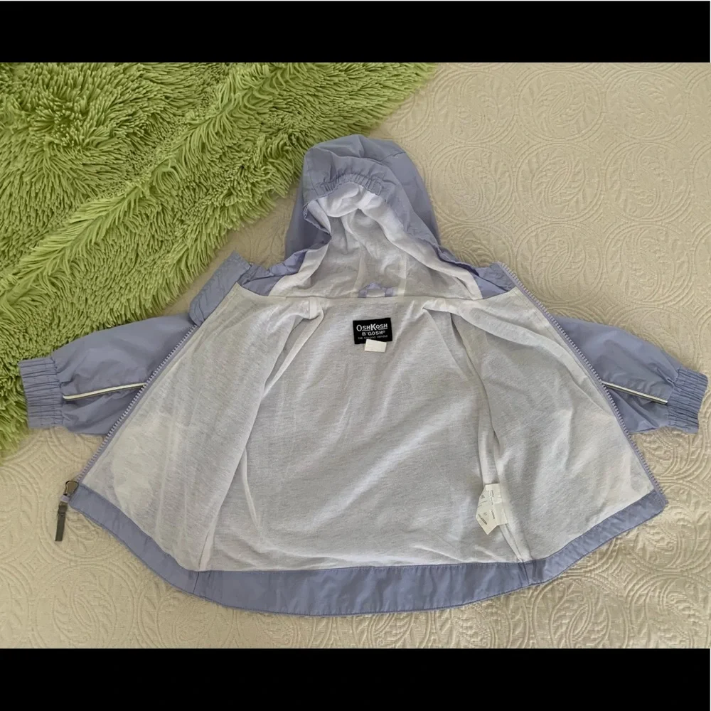 VTG Oshkosh Windbreaker Girls Size 18M Purple Jacket Hood Long Sleeves Lined